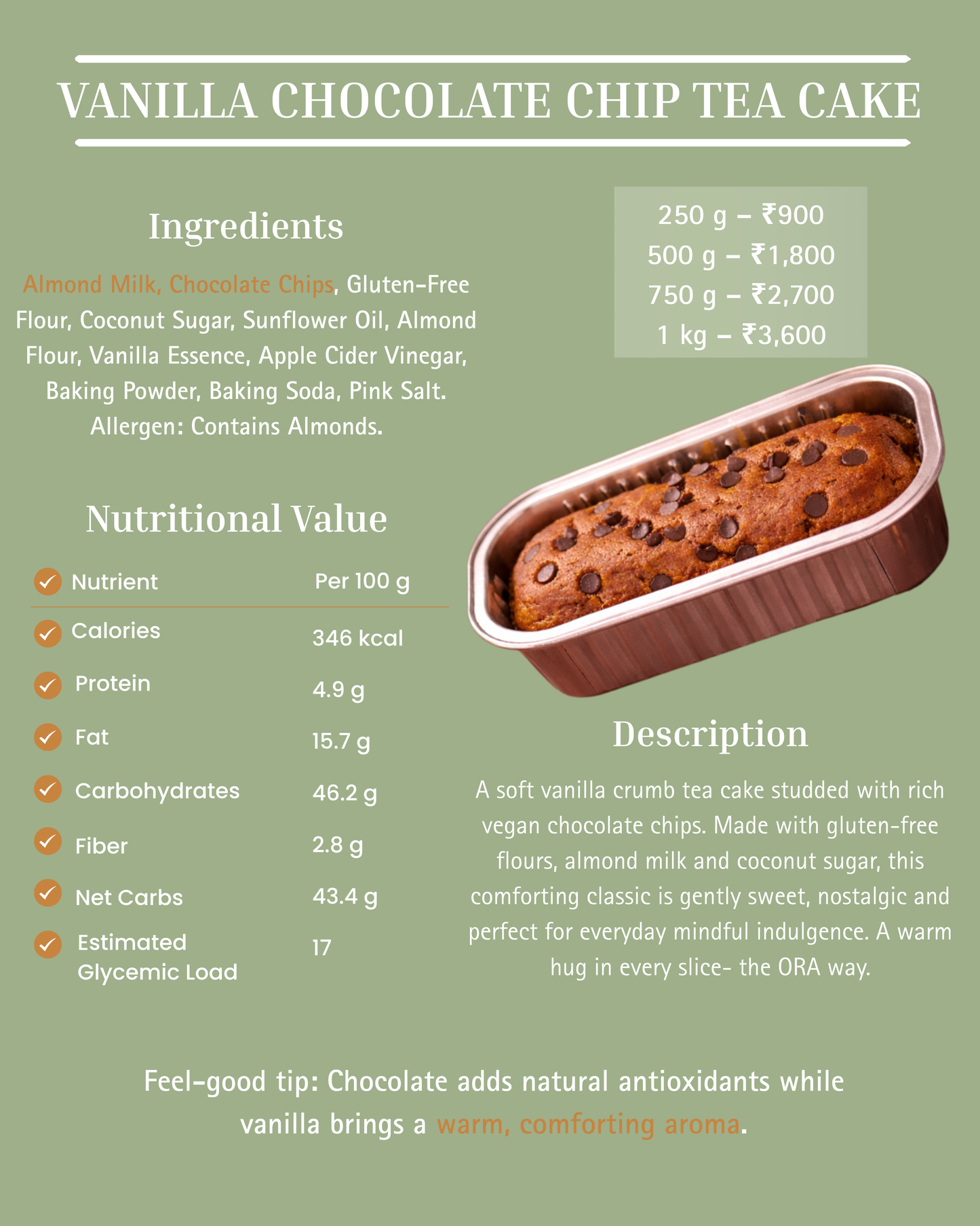 Vanilla Chocolate Chip Tea Cake