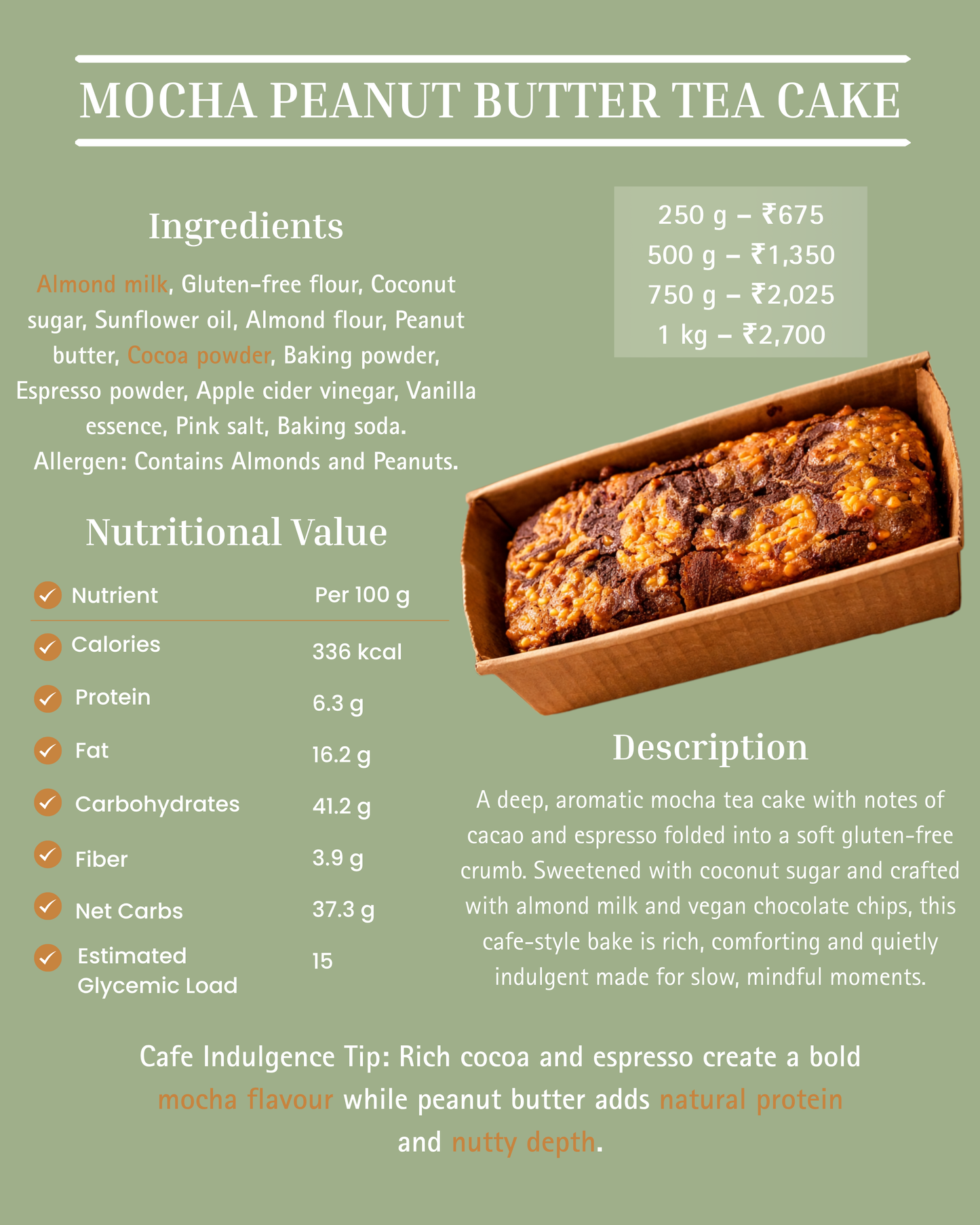 Mocha Peanut Butter Tea Cake