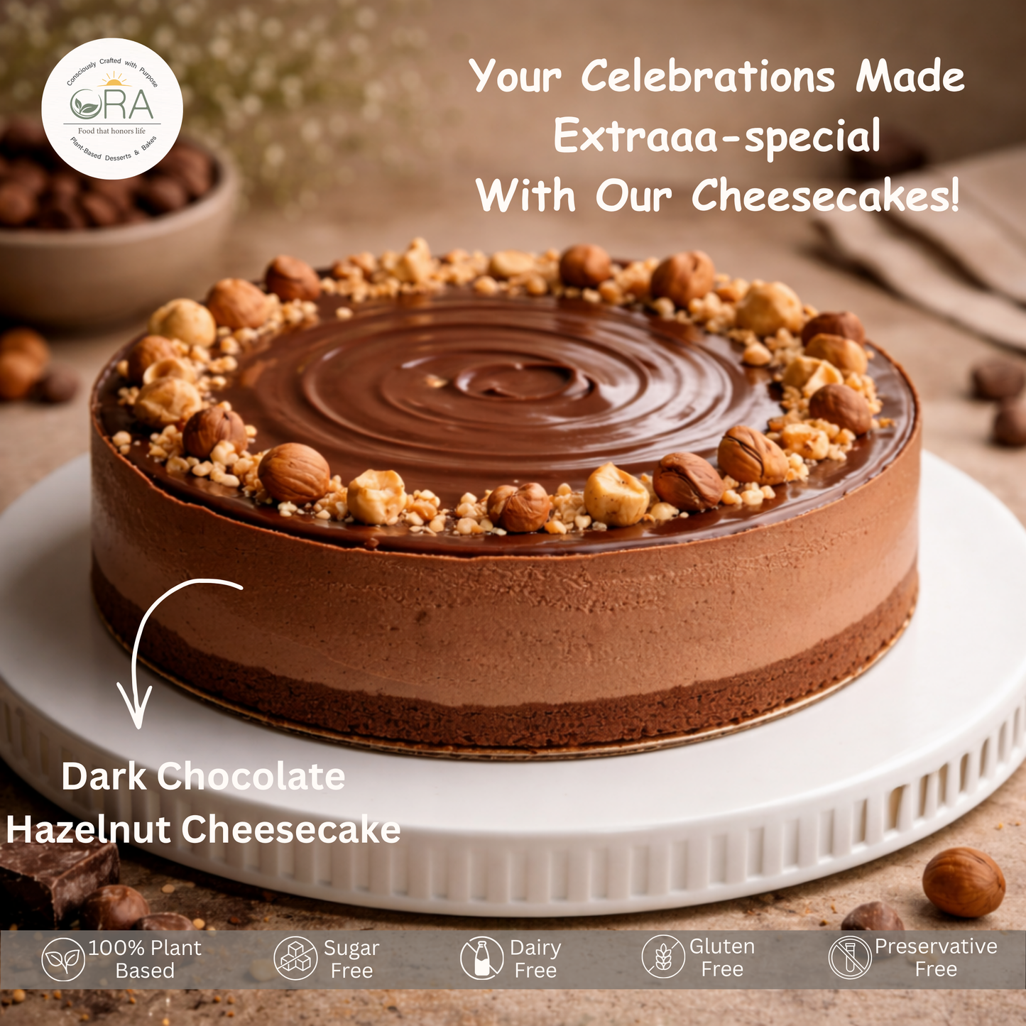 Dark Chocolate Hazelnut Cheesecake